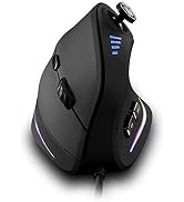 Vertical Mouse, Ergonomic USB Wired Vertical Mouse with [5 D Rocker] [10000 DPI] [11 Programmable...