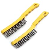 Wire Scratch Brush 2 Set, Heavy Duty Stainless Steel 11 Inch with Plastic Handle Descaling Weldin...