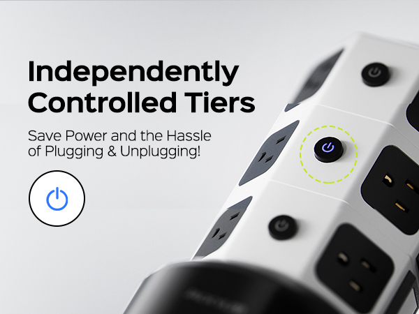 power strip with 3 independent switches