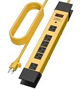 CRST 6-Outlet Metal Heavy Duty Power Strip,Surge Protector Power Strip with 15FT Long Cord, Wide ...