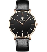 L LAVAREDO Watch for Men, Extremely Thin Mens Watches Minimalist Analog Men's Leather Wrist Watch...