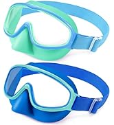 Vvinca Kids Swim Goggles with Nose Cover, Toddler Goggles Anti-Fog UV Protection, Soft Fabric Str...