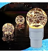 FineBud Pool Chlorine Floater with Solar Ball Lights, Floating Pool Chlorines Dispenser for 4x3” ...
