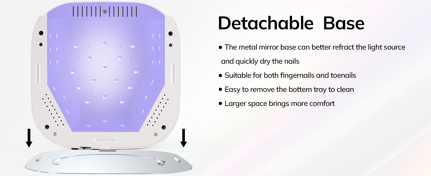 uv nail lamp with datchable bottom tray, easy to wash