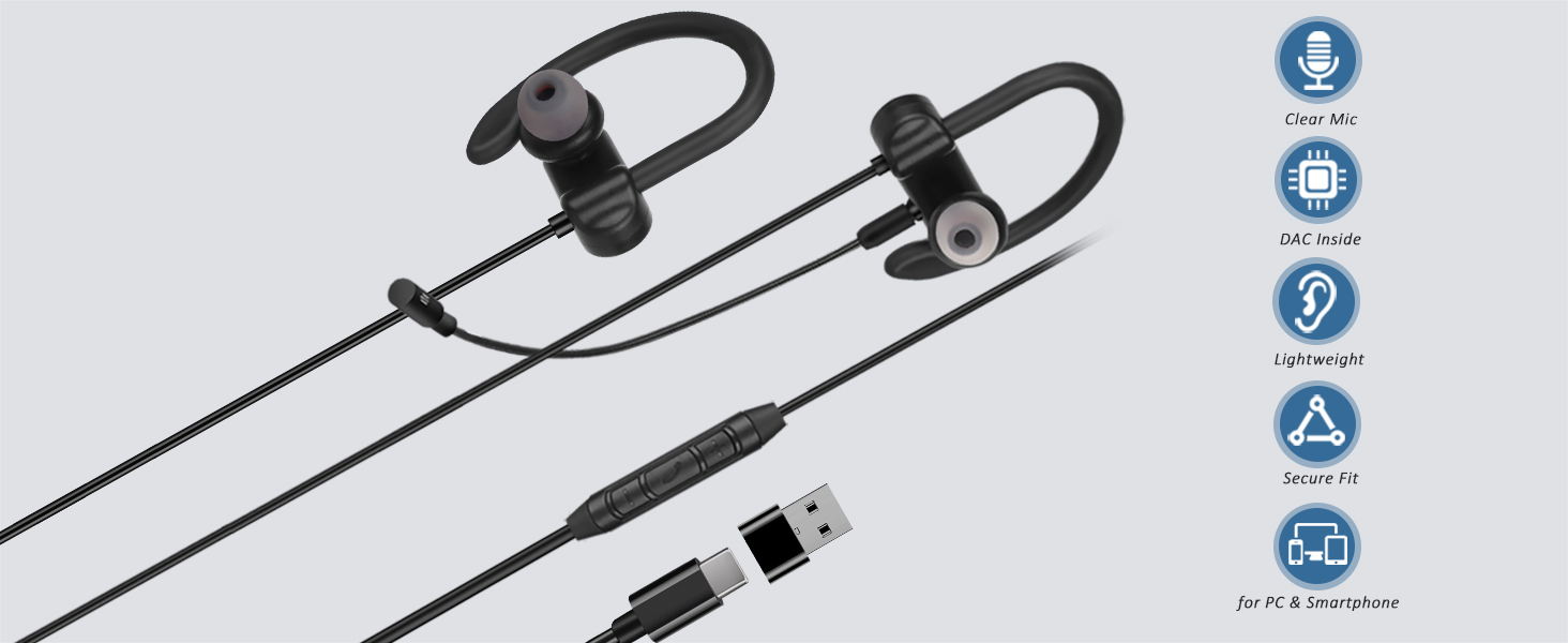 USB-C Earbud with Boom Mic for PC and Smartphones_EBM-C_Main-1464