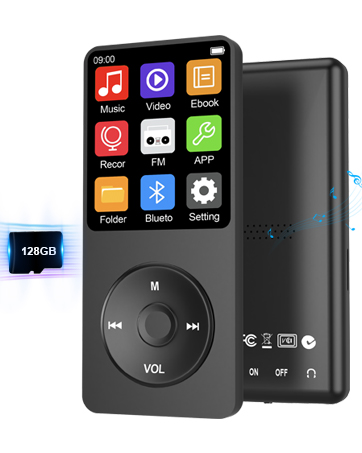 Portable 128GB MP3 player with Bluetooth