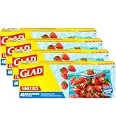 Glad Zipper Freezer Storage Plastic Bags, Gallon, set of 4 x 40 bags -Package May Vary
