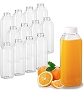 MT Products 16 oz Empty Clear PET Plastic Homemade Juice Bottles with White Tamper Evident Caps -...