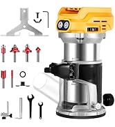 Cordless router, compatible with Dewalt 20V MAX battery (Battery not included), 6-speed, 30,000 R...