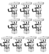 (10 Pack) BH Angle Stop Valve 1/2" Nominal Compression x 3/8" OD, 1/4-Turn Shut Off Valve, Chrome...