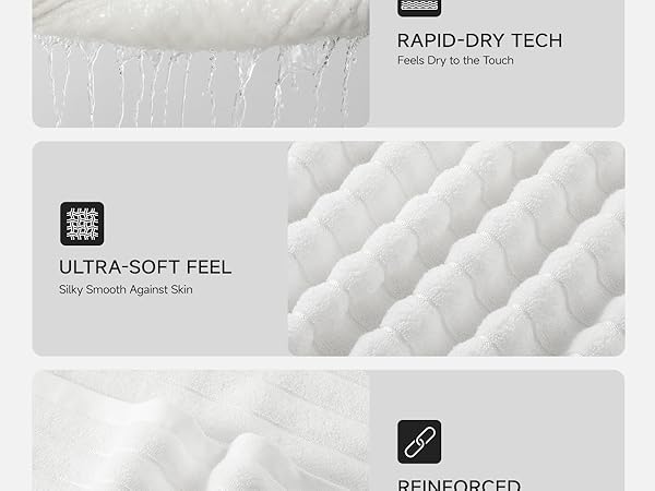 Large White Bath Towel Set of 2