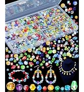 1076PCS FIVEIZERO Glass Beads for Jewelry Making, Assorted Colorful Rainbow Craft Crystal Beads, ...
