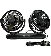 TriPole Car Fan Portable Vehicle Fan Dual Head Electric Fan Vehicle Mounted USB Fan 300 Degree Ro...
