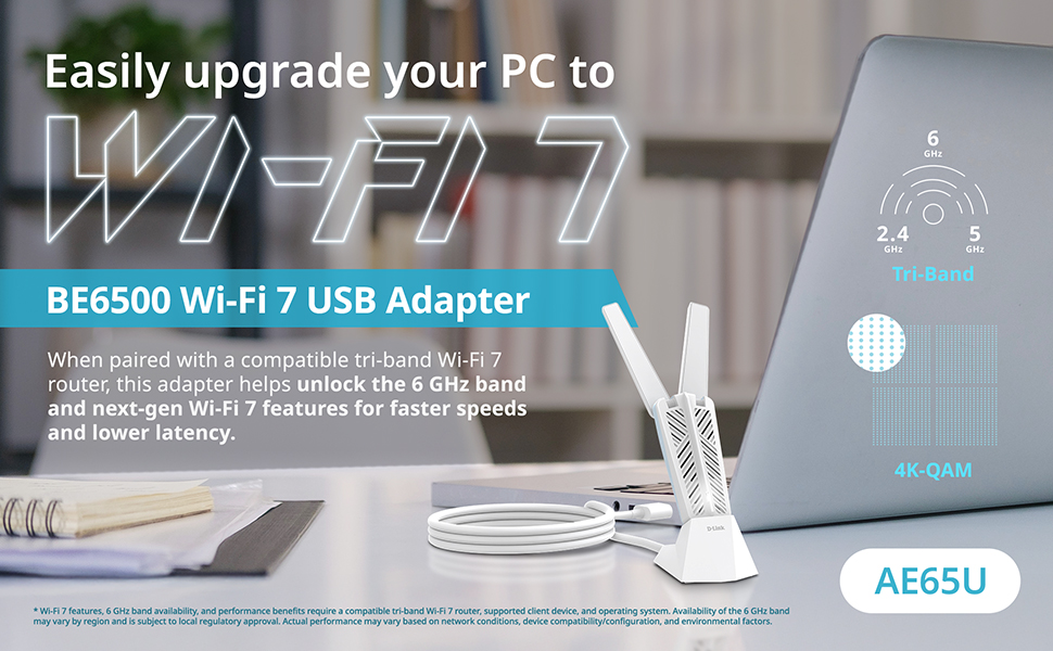 BE6500 AE65U WiFi 7 USB Adapter upgrade faster speeds