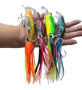 Damidel 4Pcs Large Simulation Squid Fishing Lures Bait Kit,3D Holographic Eyes,Built-in Multicolo...
