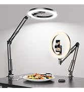 Ring Light for Desk, Overhead Phone Mount with 10" Selfie Light with Stand, Luxsure Phone Tripod ...