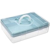 BTSKY 2-Tier Cute Bear Storage Box with Removable Divided Tray Portable Clear Plastic Art Craft S...