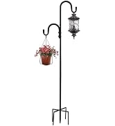 MIPON 78 Inch Double Shepherds Hooks for Outdoor Bird Feeder,Hanging Plants,Solar Light,Adjustabl...