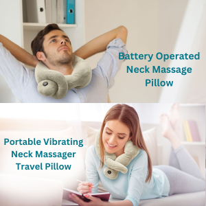 portable batery operated travel vibrating neck massage pillow