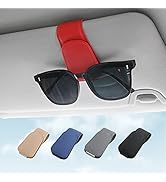 KanSmart Sunglass Holder for Car Visor Sunglasses Clip Magnetic Leather Glasses Eyeglass Holder T...