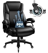 Big and Tall Office Chair 500lbs, Heavy Duty Executive Office Leather Chair for Heavy People, Hig...
