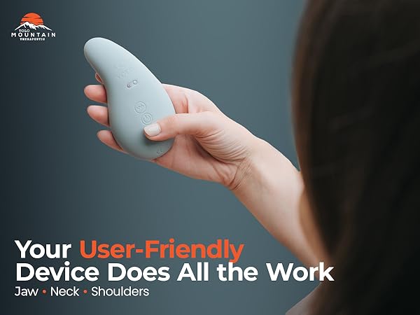 a person holding the migraine relief product in a way that highlights the shape