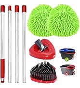 Chenille Mop Heads Scrubber Brush &amp; Base Mop Replace Handle for O-Cedar RinseClean 2 Tank Spin Mo...