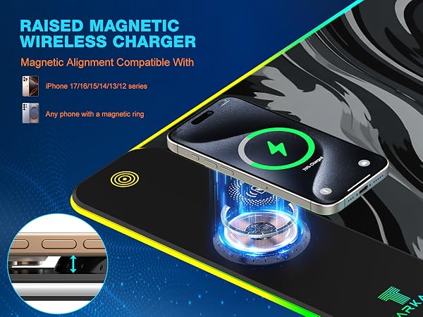TARKARI Magnetic Wireless Charging RGB Mouse Pad