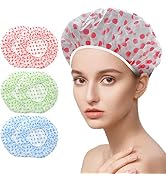 TIONTURE 6 Pcs Shower Caps for Women Reusable WaterproofEVA Plastic Shower Cap for Womens Elastic...