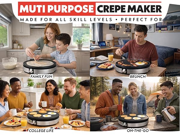 cook a variety of items with the gourmia creppe maker