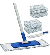 Mops for Floor Cleaning Microfiber Flat Mop with 4 Washable Mop Pads 57" Long Handle Wet Dry Mops...