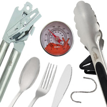 BOMKI Tongs, Thermometer, Cutlery Set, &amp; Can Opener