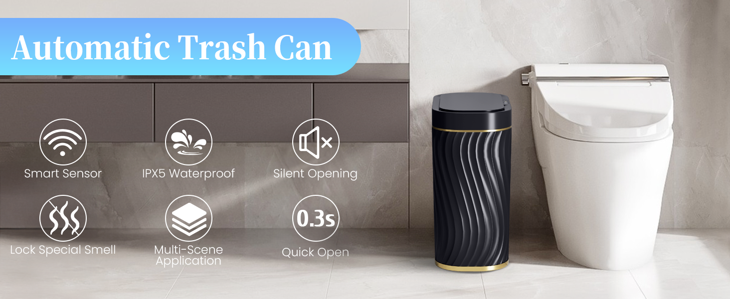 Bathroom Small Trash Can with Automatic Touchless Lid