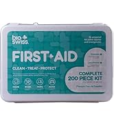 BioSwiss First Aid Kit, 200-Piece Emergency Medical Supplies Kit with Storage Case for Home, Work...