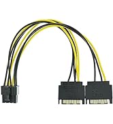 YiKaiEn Dual SATA to 8 Pin (6+2 Pin) Video Card GPU Power Supply Cable 8.6inch 22cm (1 Pack)