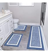 Pauwer 3 Pieces Bathroom Rugs Sets, Ultra Soft Non-Slip Mats, Microfiber Absorbent Bath Rugs with...