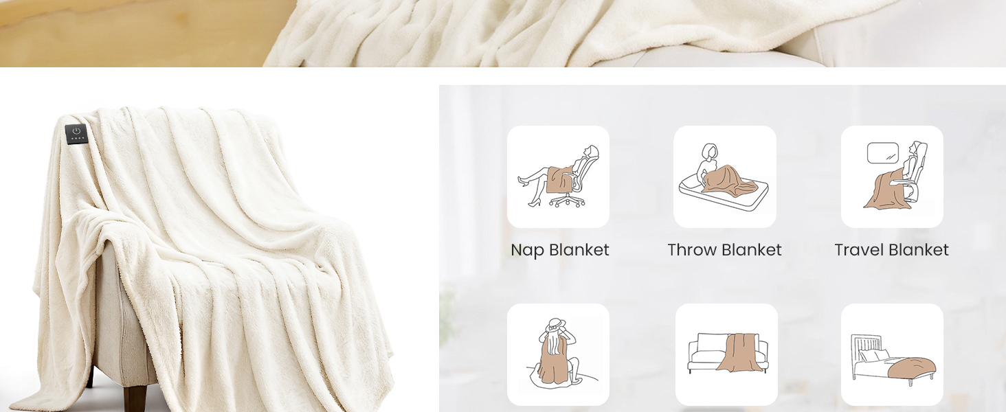 Electric Blanket with Built-in Button Controller 50&amp;#34;x60&amp;#34;