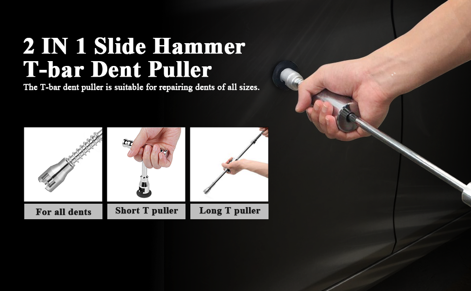 Dent Puller Kit - Paintless Dent Removal Kit, Dent Repair Kit with Slide Hammer T-Bar