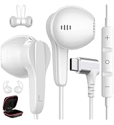 90° Right Angle USB C Headphones Wired for iPad Pro/iPhone 17 Pro Max Air 16 15 Plus, Type C Earp...