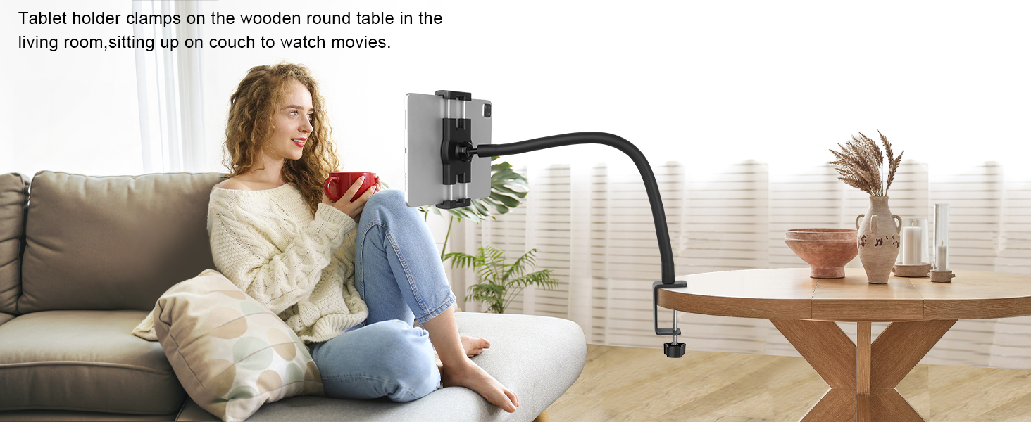 Desk gooseneck tablet holder