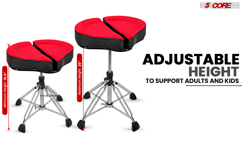 5Core Drum Throne Sponge Padded Guitar Stool Drummer Seat for Adults &amp;amp;amp; Kids