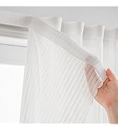 Sovtfides Self Adhesive White Gauze Sheer Curtains, Light-Filter Privacy Fabric, Foldable Hook-&amp;-...