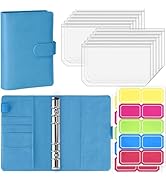 Antner A6 Budget Binder with Zipper Cash Envelopes for Money Organizer &amp; Budgeting, PU Leather Bu...