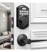 TEEHO Keyless Entry Door Lock with 2 Handles - Electronic Keypad Deadbolt with Door Lever, Smart ...