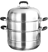 MANO Steamer Pot for Cooking 11.8 inch Steam Pots with Lid 2-tier Stainless Steel Steaming Pot Mu...