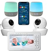 Babysense 3 in 1 Video Baby Monitor with 2 HD Cameras &amp; 5" HD Display Bundled with 2 Smart Baby W...