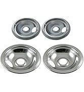 KITCHEN BASICS 101 Made in the USA 316048413 &amp; 316048414 Range Burner Chrome Drip Pans Replacemen...