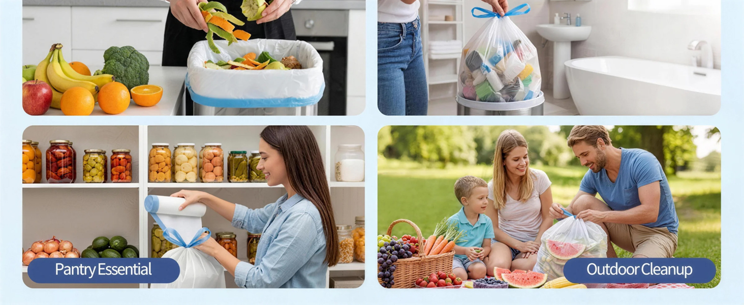 4 gallon bathroom trash bags drawstring garbage bags unscented plastic trash can liners