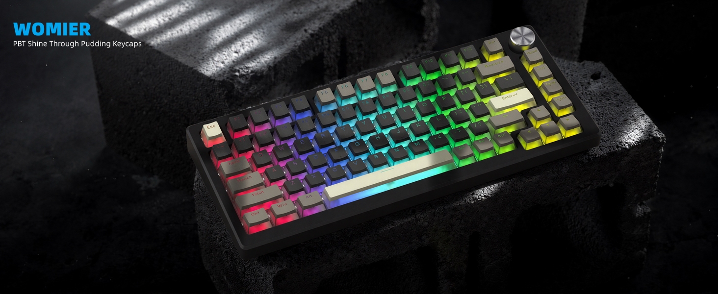 Pudding Keycaps, PBT Shine Through Keycaps 143 Keys Set Custom Key caps