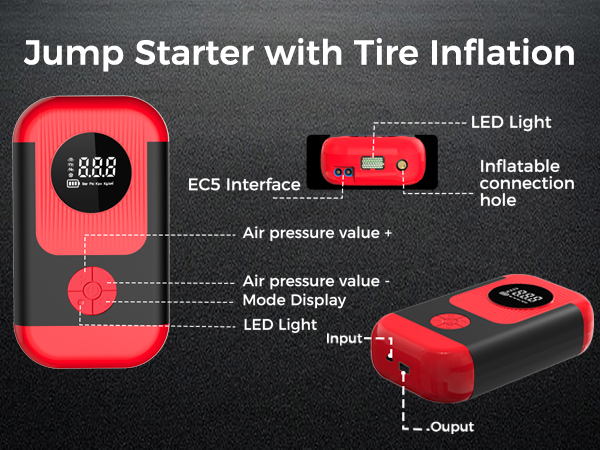 portable air compressor and jump starter